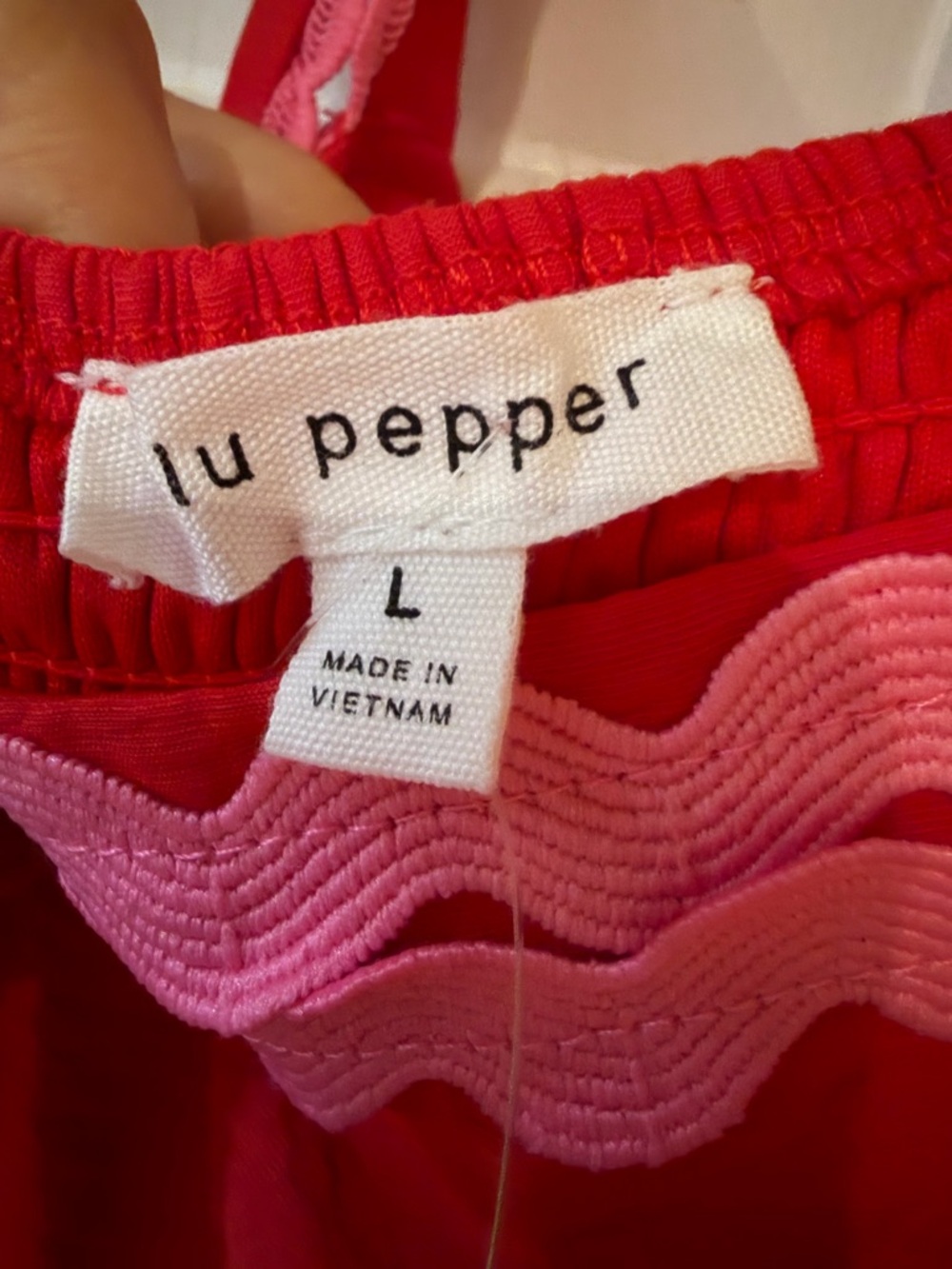 Blu Pepper Red Maxi Dress with Pink Rickrack Trim - Picture 5 of 8